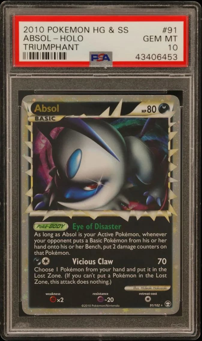 2010 #91 Absol-Holo PSA 10 Heartgold & Soulsilver Triumphant