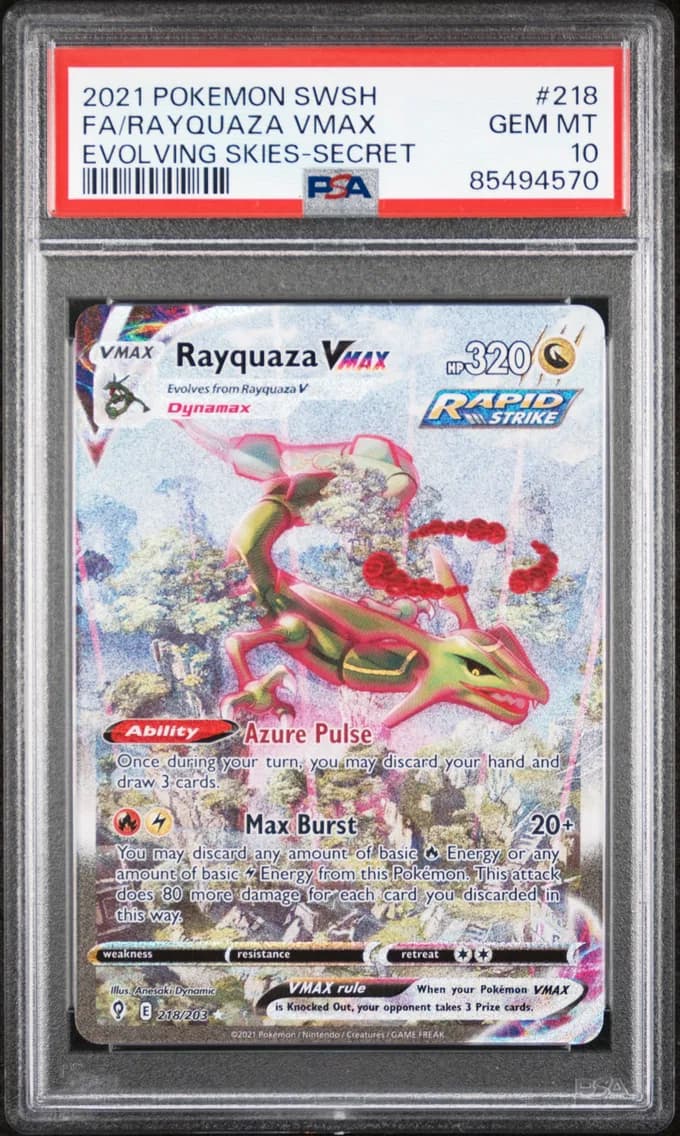 2021 #218 Full Art/Rayquaza Vmax PSA 10 Sword & Shield Evolving Skies