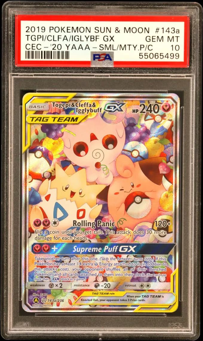 2019 #143a Togepi & Cleffa & Igglybuff GX PSA 10 Sun & Moon Cosmic Eclipse