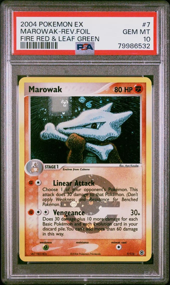 2004 #7 Marowak-Reverse Foil PSA 10 EX Fire Red & Leaf Green
