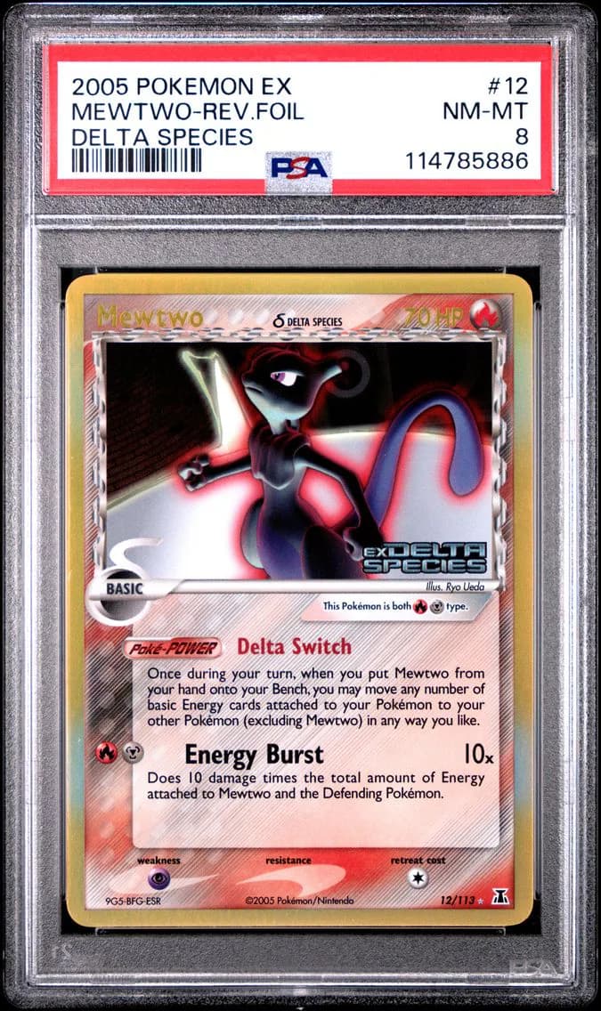 2005 #12 Mewtwo-Reverse Foil PSA 8 EX Delta Species Pokemon