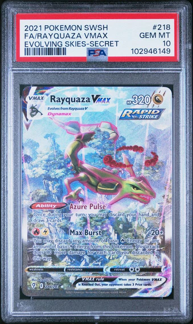 2021 #218 Full Art/Rayquaza Vmax PSA 10 Sword & Shield Evolving Skies