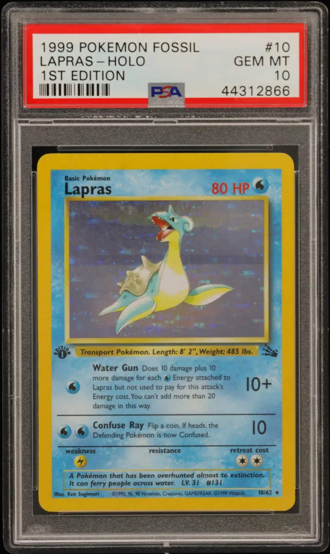 1999 #10 Lapras-Holo 1st Edition PSA 10 Fossil