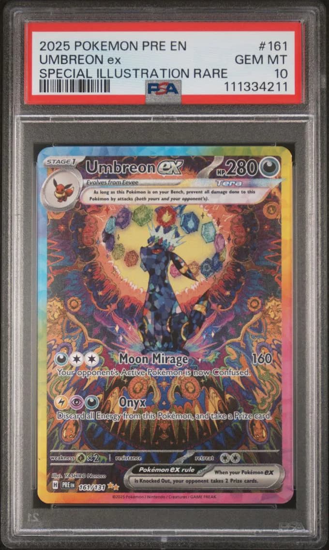 2025 #161 Umbreon ex SIR PSA 10 Scarlet and Violet Prismatic Evolutions Pokemon