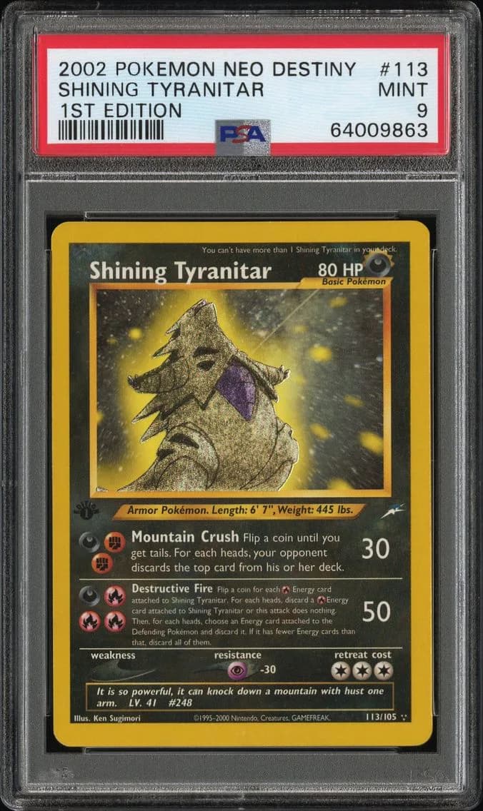 2002 #113 Shining Tyranitar 1st Edition PSA 9 Neo Destiny