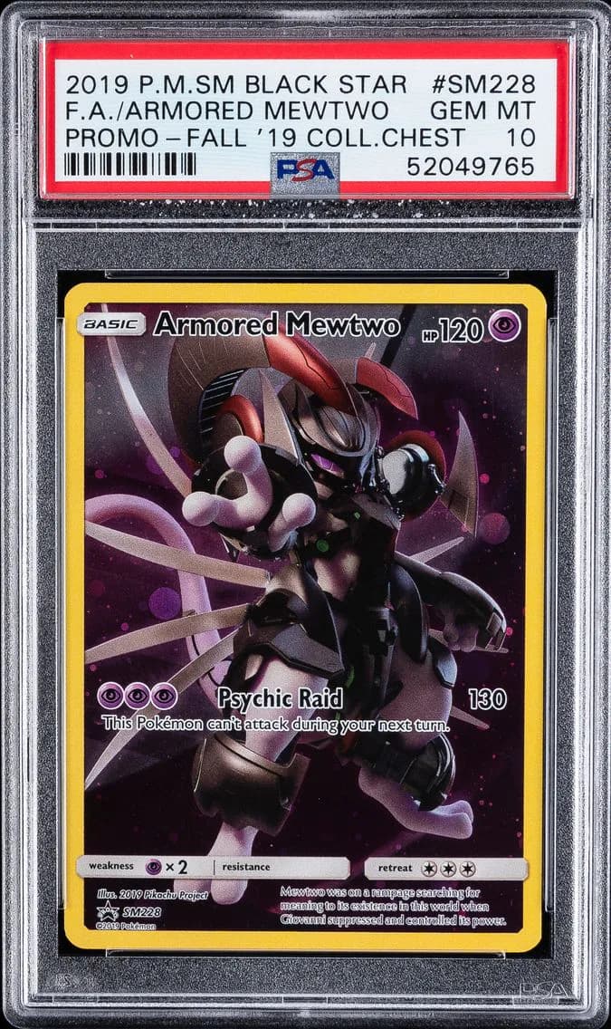 2019 #SM228 Full Art/Armored Mewtwo PSA 10 SM Black Star Promo Pokemon