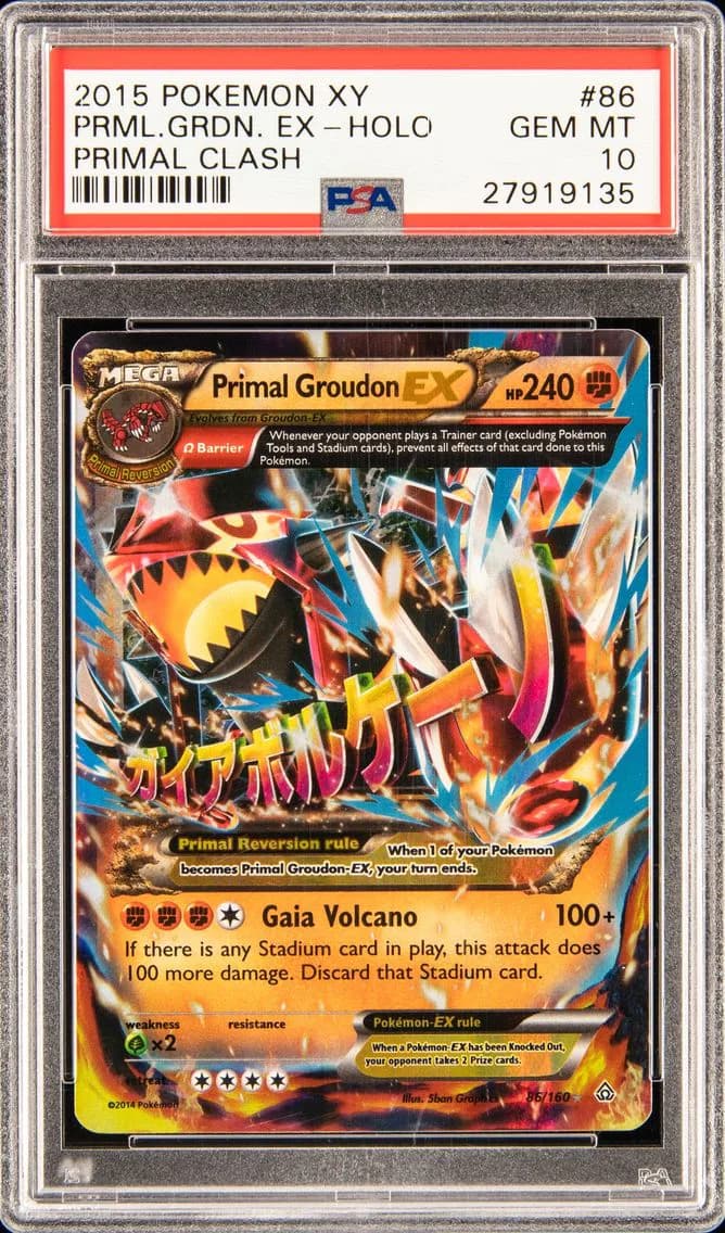 2015 POKEMON XY PRIMAL CLASH #86 PRIMAL GROUDON EX PSA 10