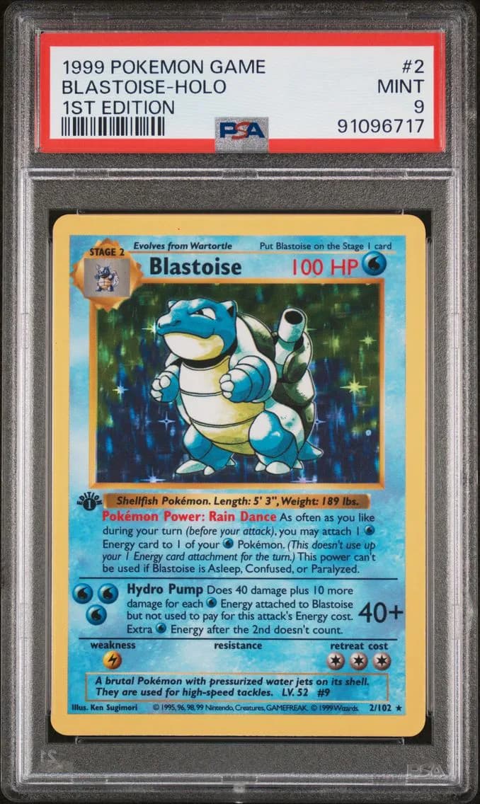 1999 #2 Blastoise-Holo 1st Edition PSA 9 Game Pokemon