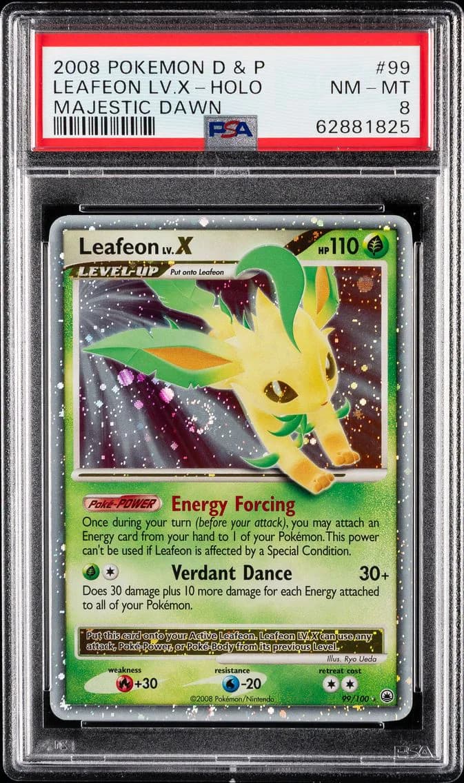 2008 #99 Leafeon LV.X-Holo PSA 8 Diamond & Pearl Majestic Dawn Pokemon
