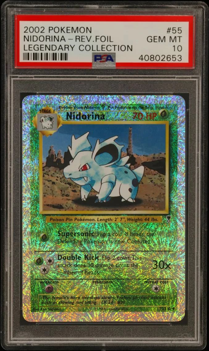 2002 #55 Nidorina-Reverse Foil PSA 10 Legendary Collection