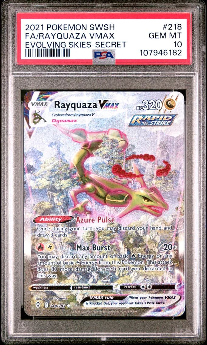 2021 #218 Full Art/Rayquaza Vmax PSA 10 Sword & Shield Evolving Skies