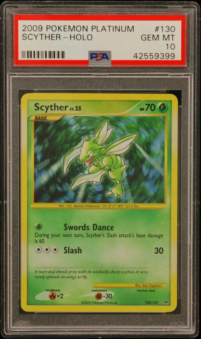 2009 #130 Scyther-Holo PSA 10 Platinum