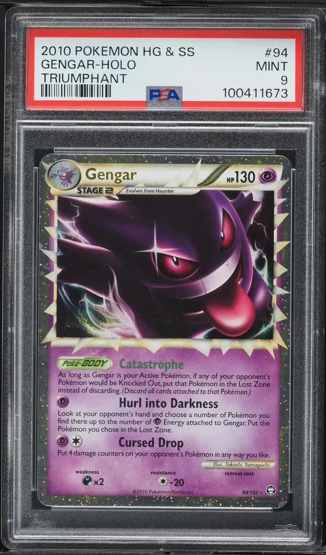 2010 #94 Gengar-Holo PSA 9 Heartgold & Soulsilver Triumphant Pokemon