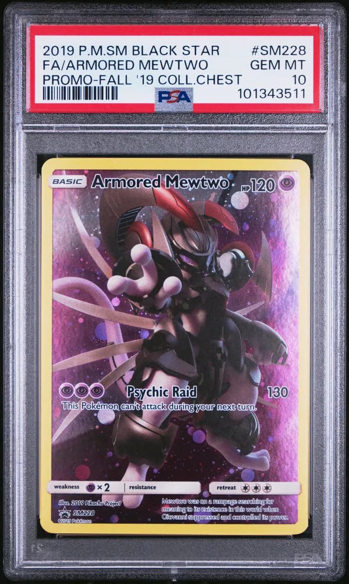 2019 #SM228 Full Art/Armored Mewtwo PSA 10 SM Black Star Promo