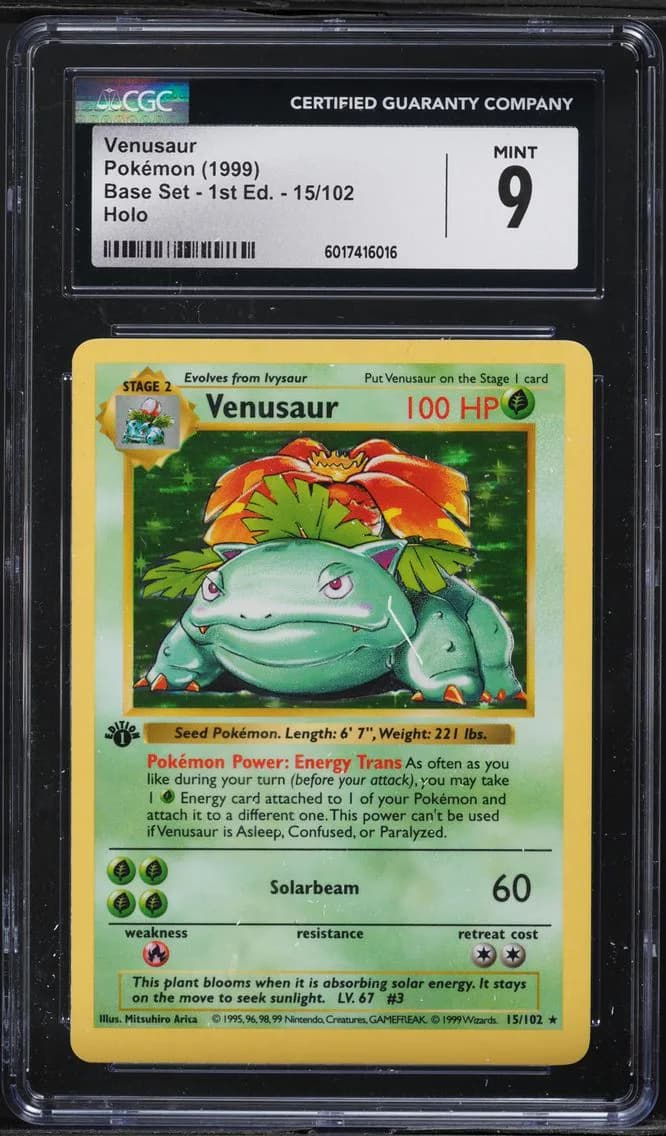 1999 #15 Venusaur-Holo 1st Edition CGC 9 Game Pokemon