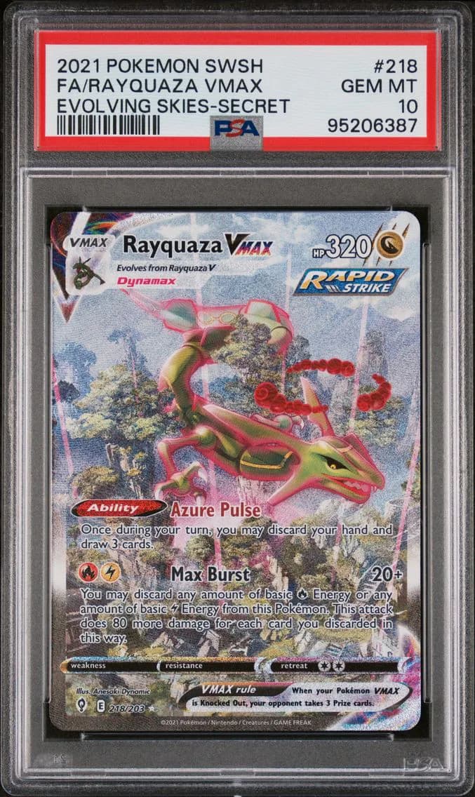 2021 #218 Full Art/Rayquaza Vmax PSA 10 Sword & Shield Evolving Skies