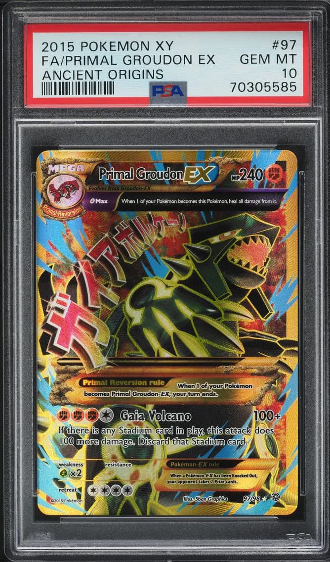 2015 #97 XY ANCIENT ORIGINS FULL ART PRIMAL GROUDON EX PSA 10 POKEMON