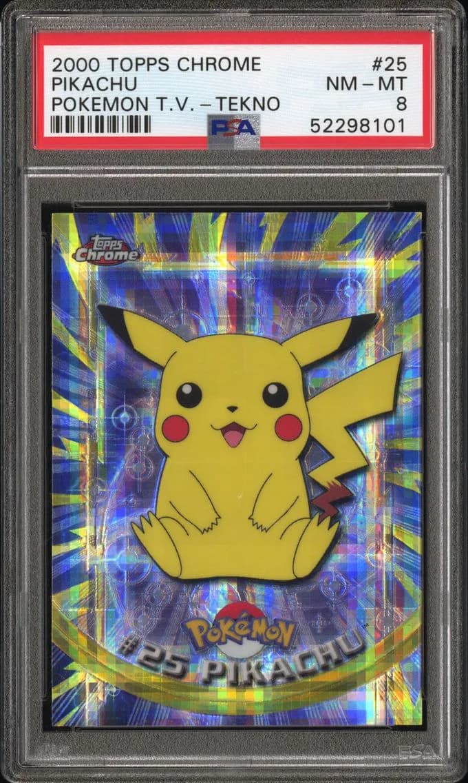 2000 #25 Pikachu Tekno PSA 8 Topps Chrome T.V.
