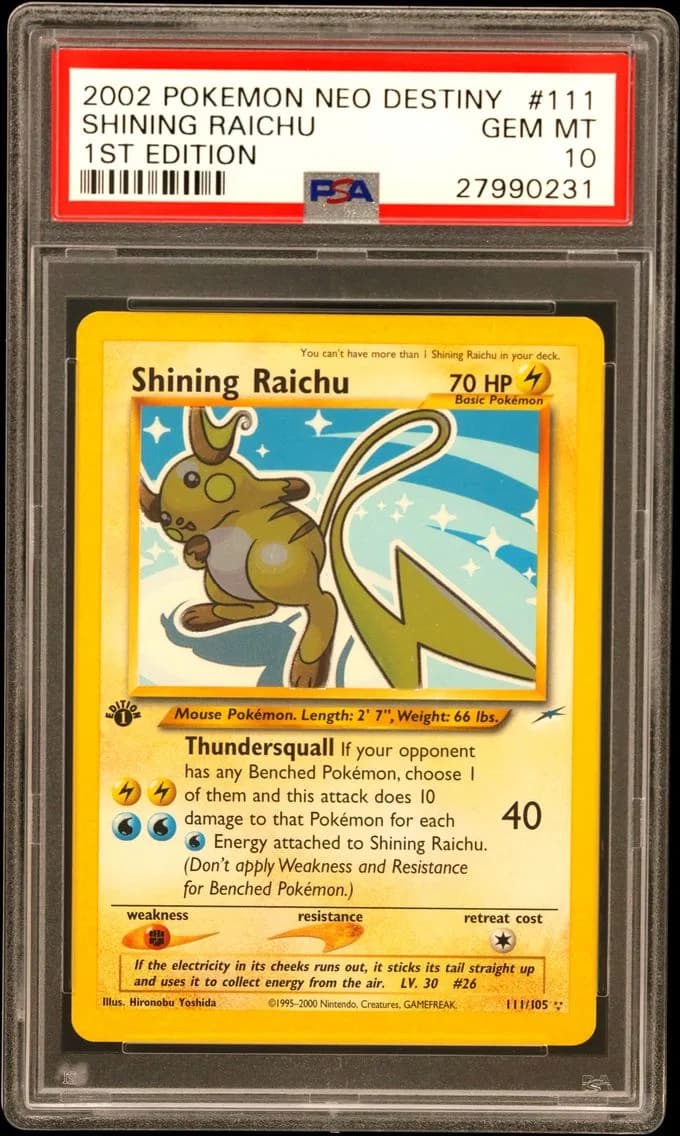 2002 #111 Shining Raichu 1st Edition PSA 10 Neo Destiny