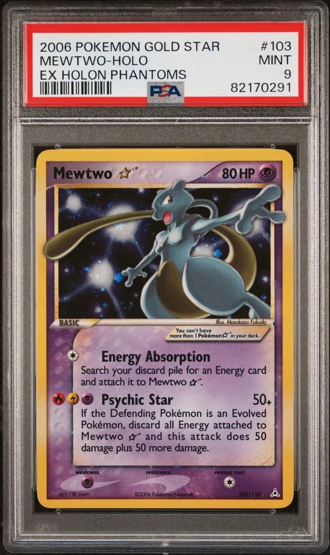 2006 #103 Mewtwo-Holo PSA 9 Gold Star Pokemon EX Holon Phantoms Pokemon