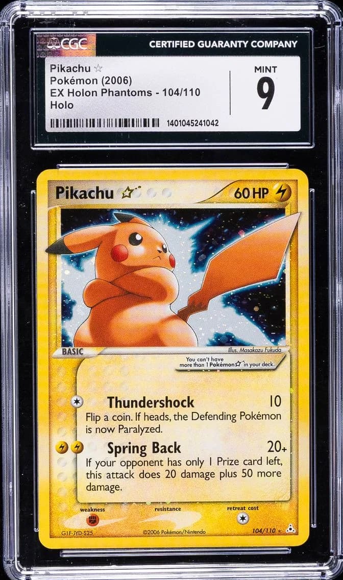 2006 #104 Pikachu Gold Star CGC 9 EX Holon Phantoms - English Pokemon