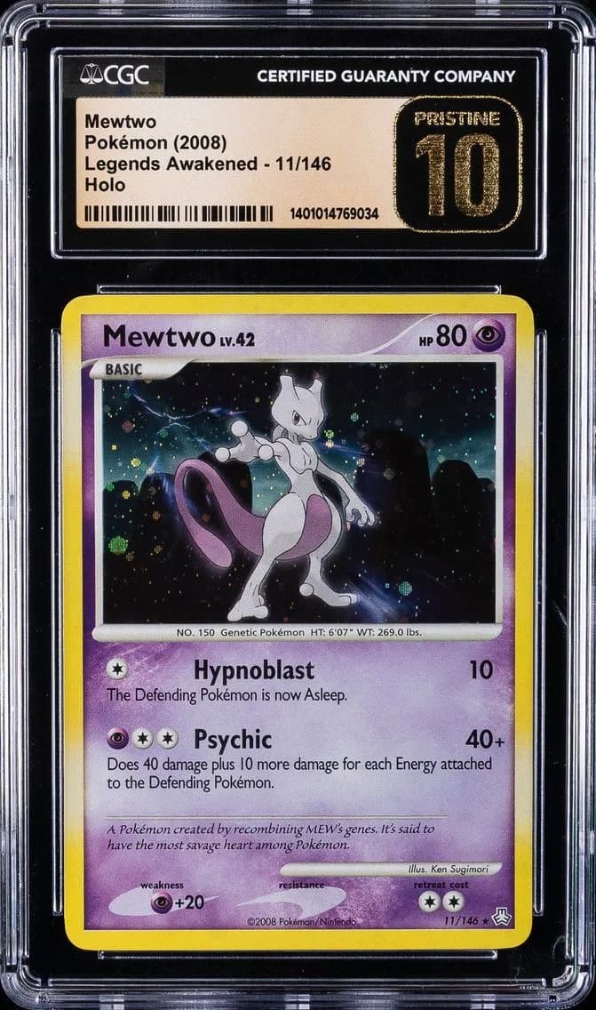 2008 #11 Mewtwo-Holo CGC 10 Pristine Diamond & Pearl Legends Awakened Pokemon