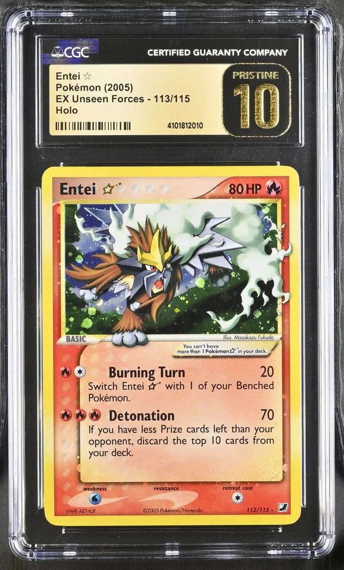 2005 #113 Entei CGC 10 Pristine EX Unseen Forces - English