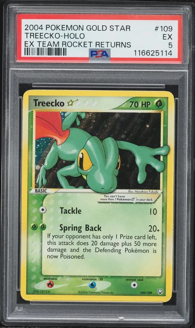 2004 #109 Treecko-Holo PSA 5 EX Team Rocket Returns Pokemon