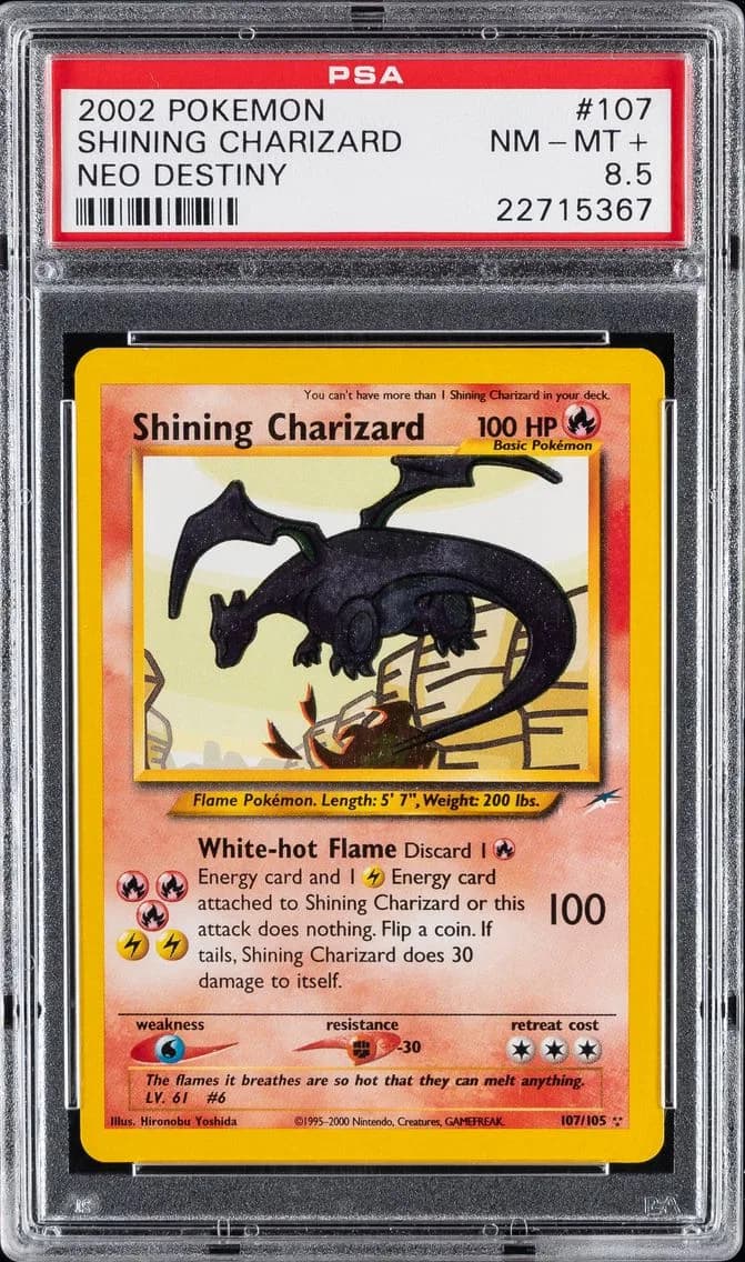 2002 #107 SHINING CHARIZARD PSA 8.5 POKEMON NEO DESTINY