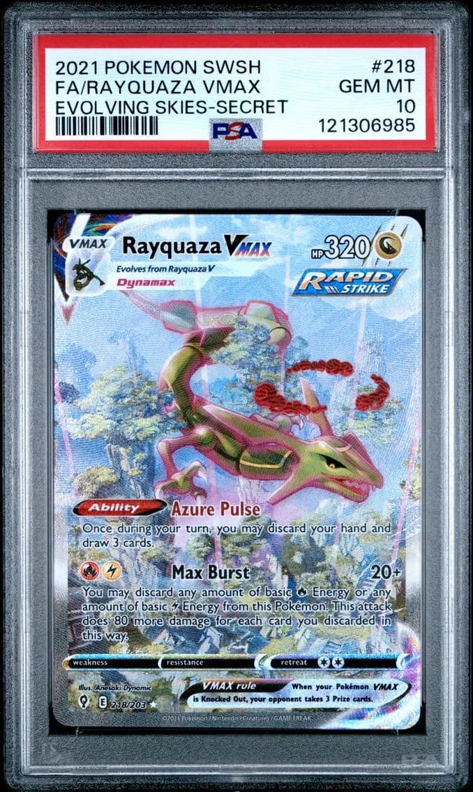 2021 #218 Full Art/Rayquaza Vmax PSA 10 Sword & Shield Evolving Skies