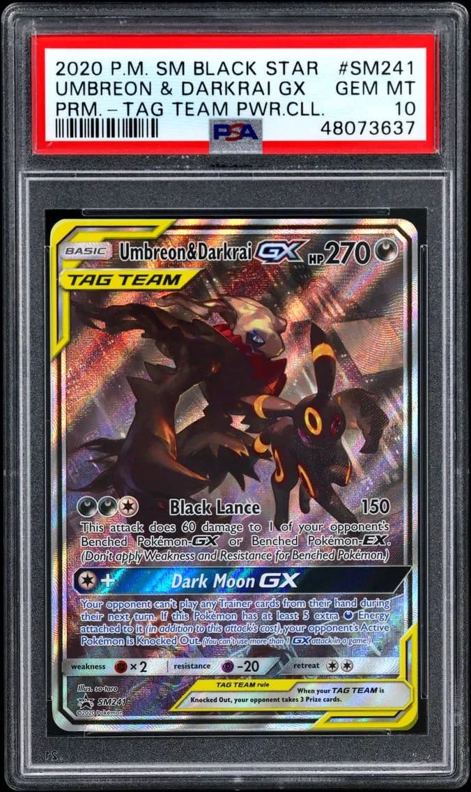 2020 #SM241 Umbreon & Darkrai GX PSA 10 SM Black Star Promo
