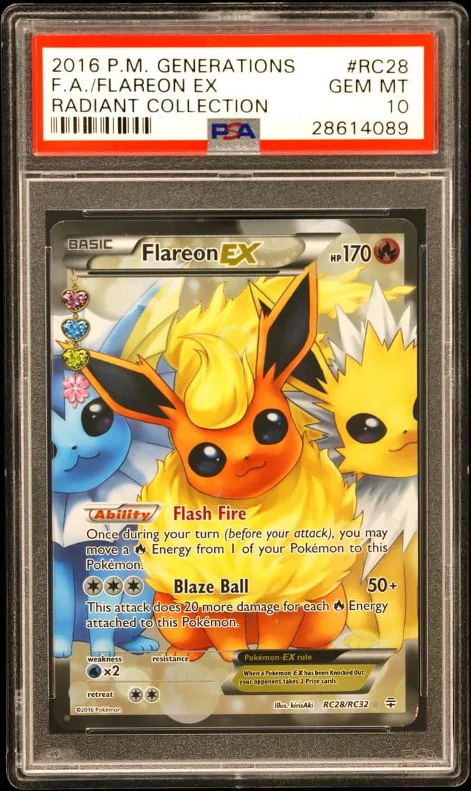2016 #RC28 Full Art/Flareon EX PSA 10 XY Generations Radiant Collection
