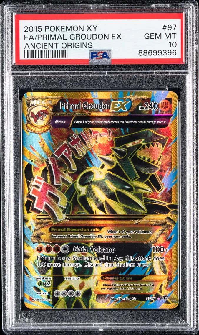 2015 #97 Full Art/Primal Groudon EX PSA 10 XY Ancient Origins Pokemon