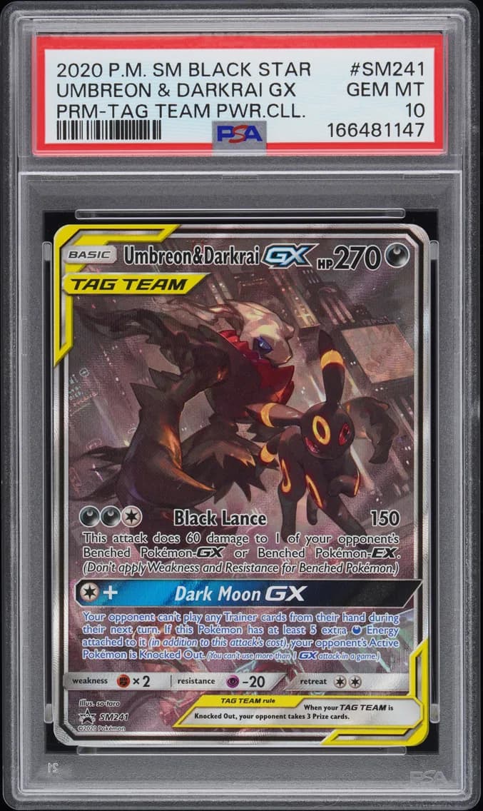 2020 #SM241 Umbreon & Darkrai GX PSA 10 SM Black Star Promo