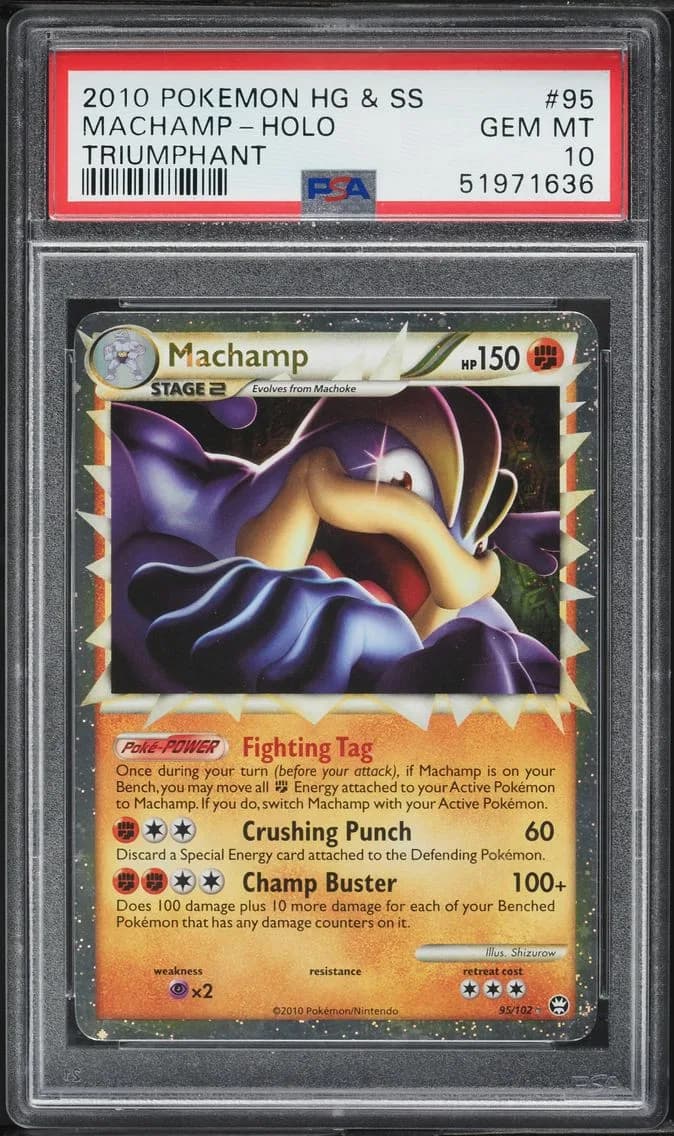 2010 #95 Machamp-Holo PSA 10 Heartgold & Soulsilver Triumphant Pokemon