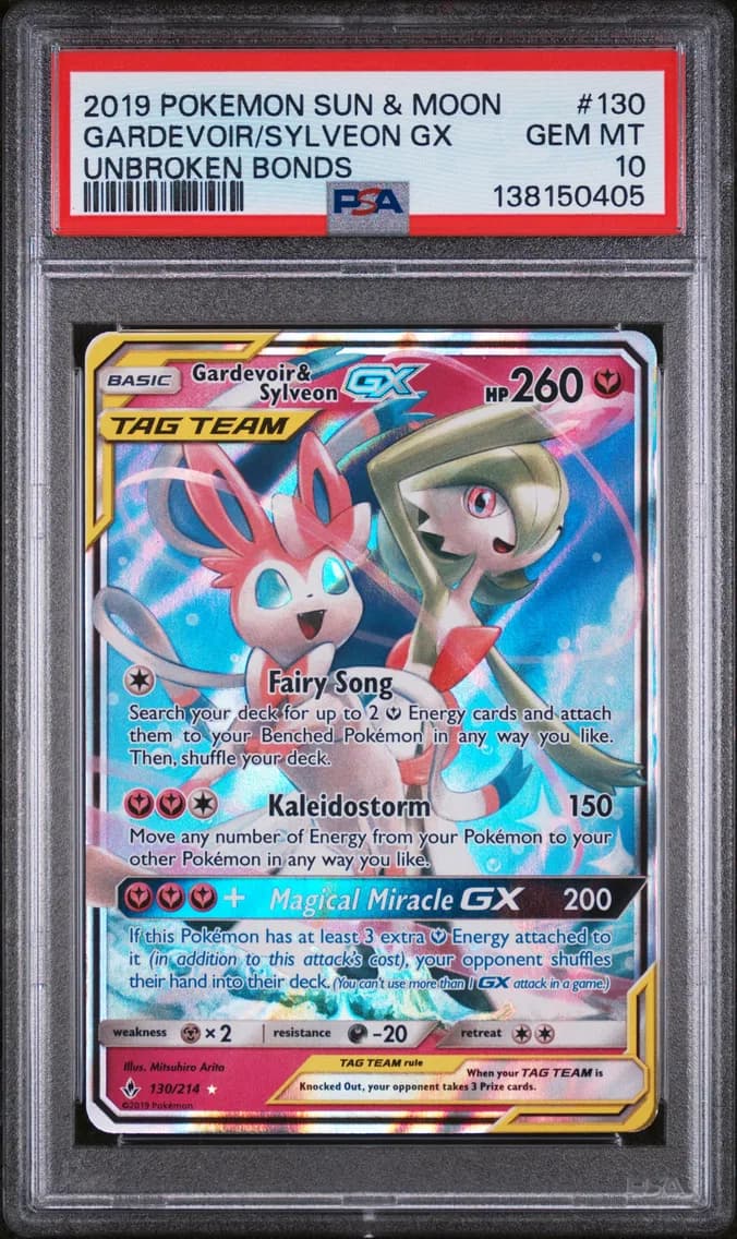 2019 #130 Gardevoir & Sylveon GX PSA 10 Sun & Moon Unbroken Bonds