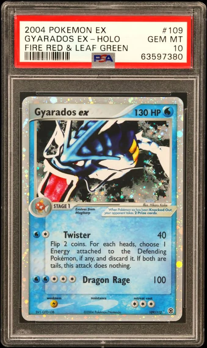 2004 #109 Gyarados EX-Holo PSA 10 EX Fire Red & Leaf Green
