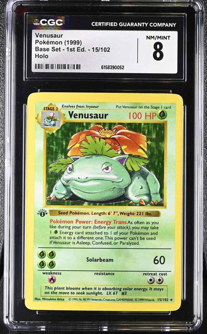 1999 #15 Venusaur CGC 8 Base Set - 1st Edition - English