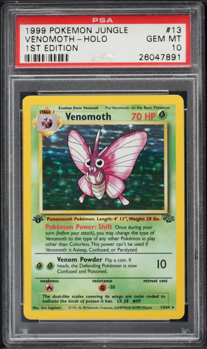 1999 #13 Venomoth-Holo 1st Edition PSA 10 Jungle Pokemon