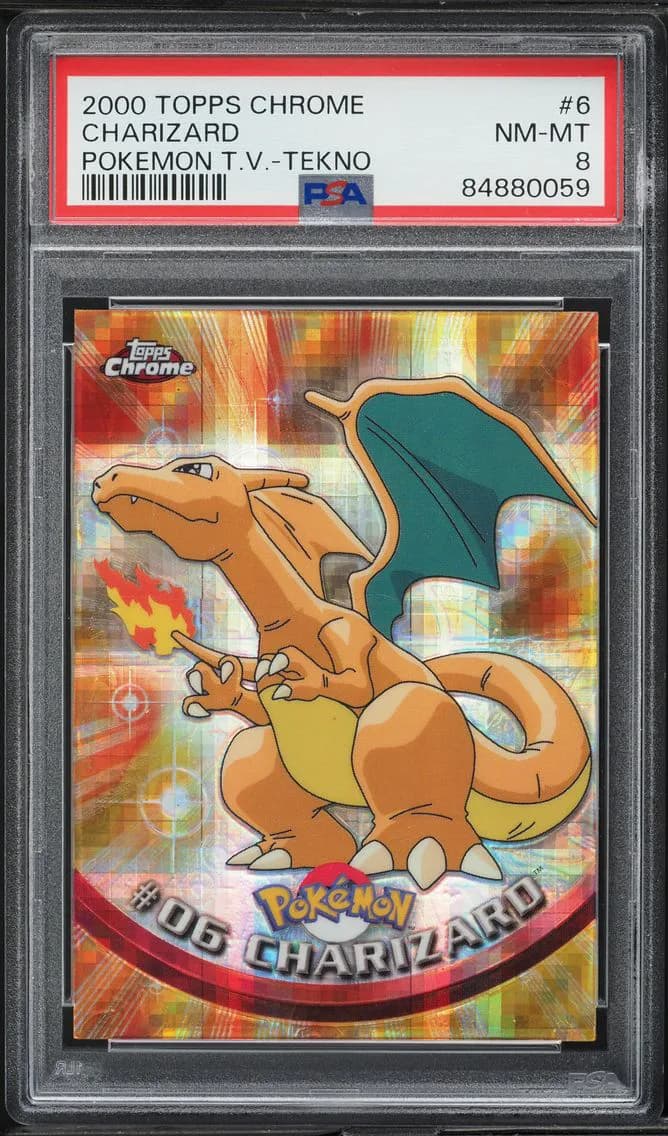 2000 #6 Charizard PSA 8 Topps Chrome  T.V. Pokemon