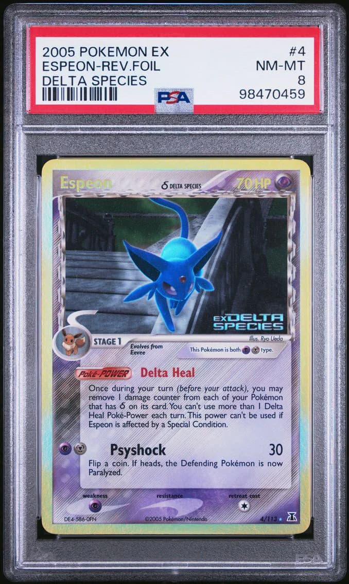 2005 #4 Espeon-Reverse Foil PSA 8 EX Delta Species