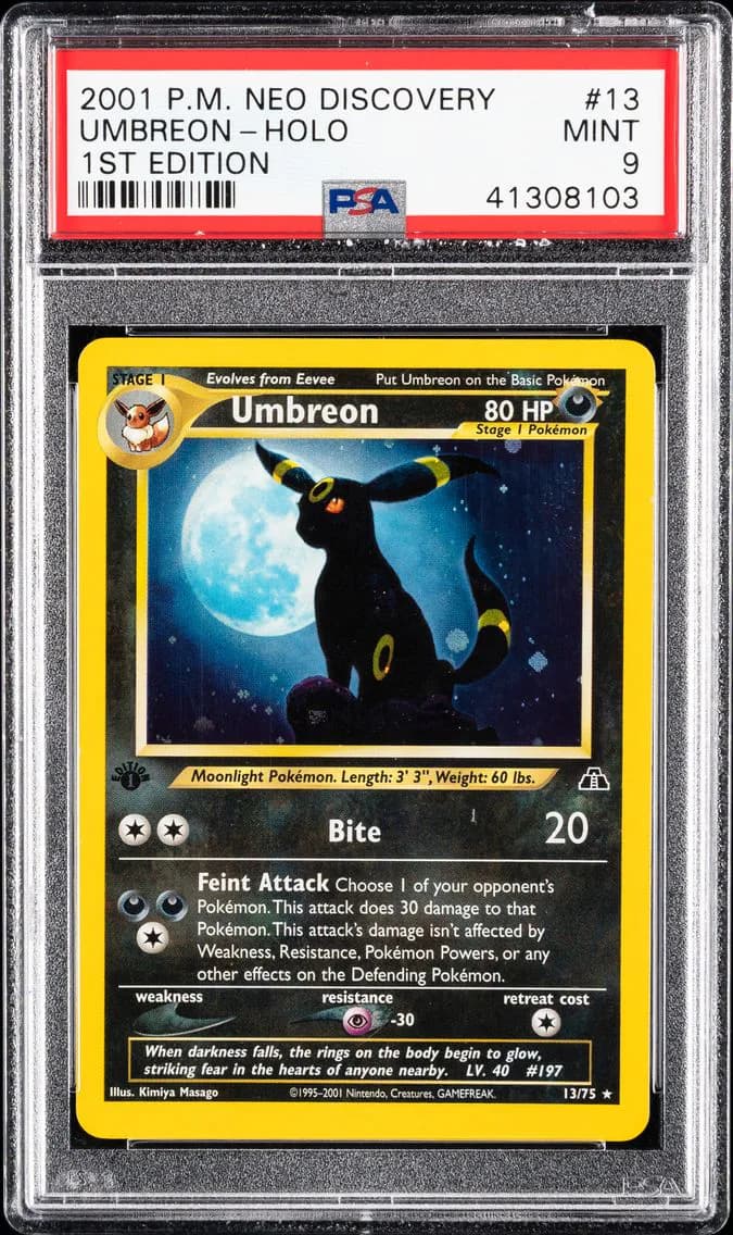 2001 #13 Umbreon-Holo 1st Edition PSA 9 Neo Discovery Pokemon