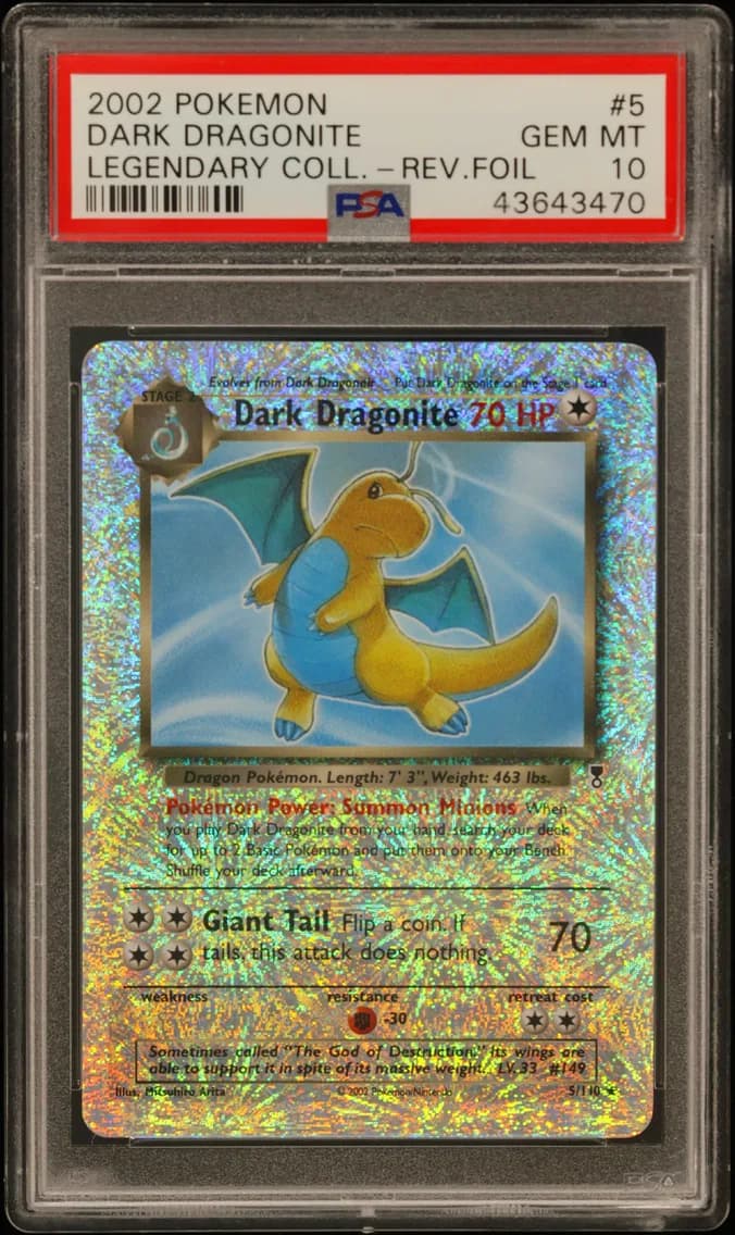 2002 #5 Dark Dragonite-Reverse Foil PSA 10 Legendary Collection