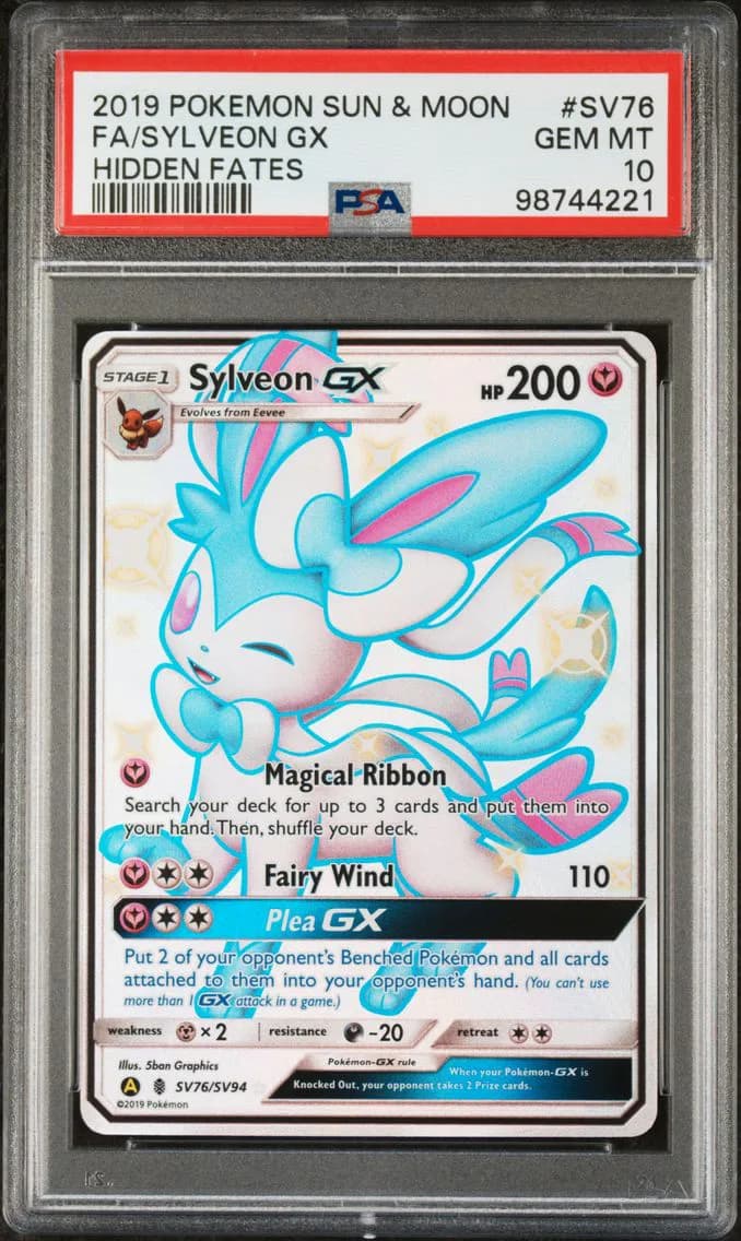 2019 #SV76 Full Art/Sylveon GX PSA 10 Sun & Moon Hidden Fates Pokemon