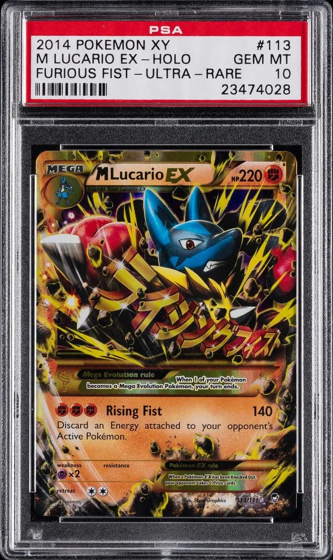 2014 #113 M LUCARIO EX PSA 10 POKEMON XY FURIOUS FISTS | ULTRA RARE