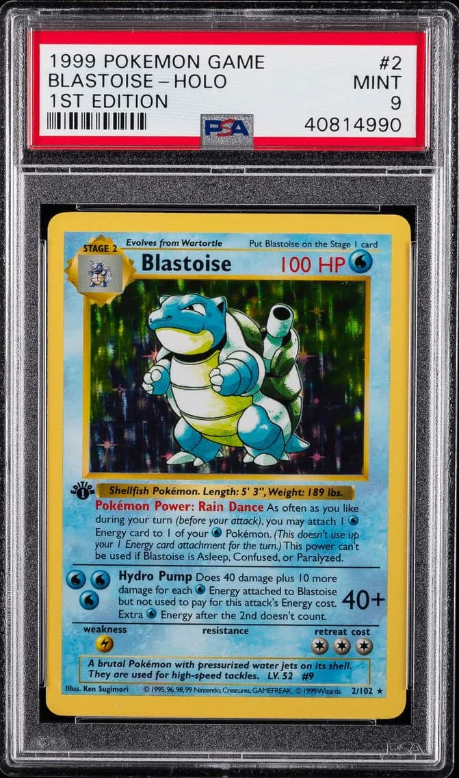 1999 #2 Blastoise-Holo 1st Edition PSA 9 Game Pokemon
