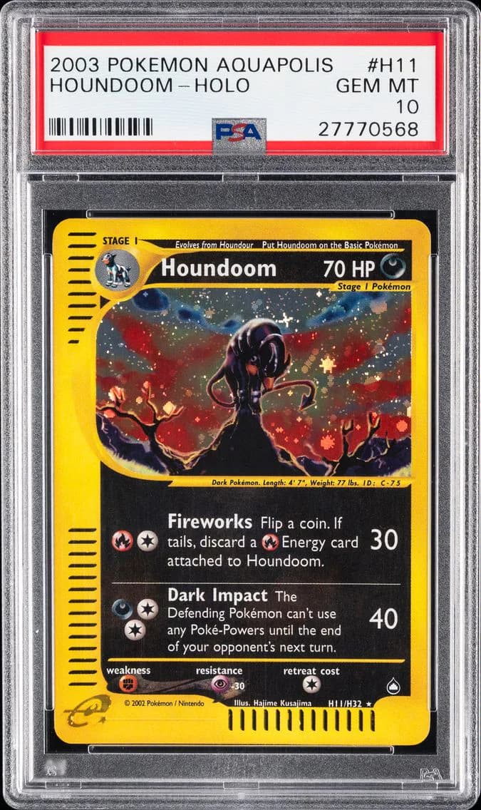 2003 #H11 Houndoom-Holo PSA 10 Aquapolis Pokemon