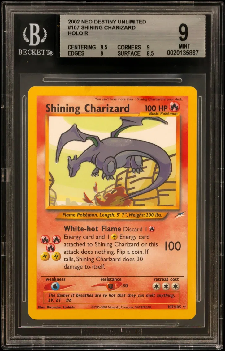 2002 #107 Shining Charizard HOLO R BGS 9 Neo Destiny Unlimited