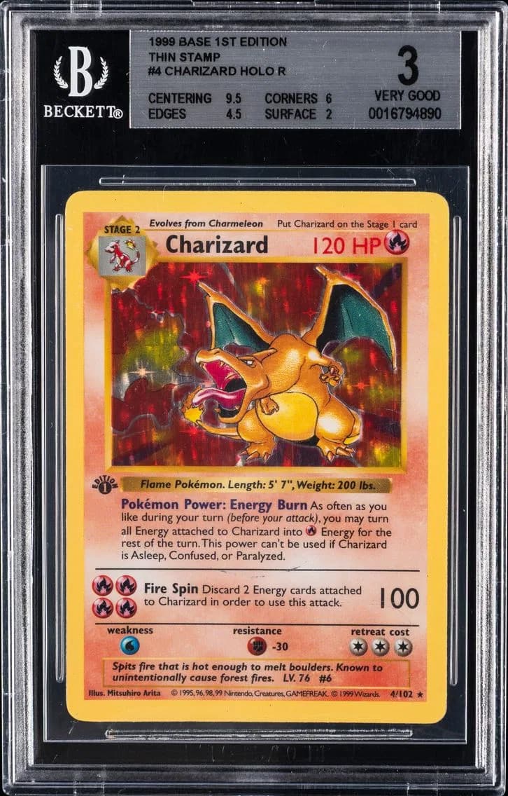 1999 #4 Charizard-Holo 1st Edition BGS 3 Game Pokemon