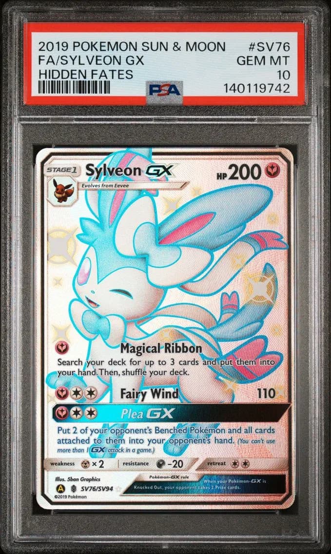 2019 #SV76 Full Art/Sylveon GX PSA 10 Sun & Moon Hidden Fates Pokemon